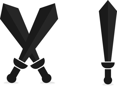 Crossed Swords and Single Sword Icon &ndash; Minimal Black Vector Symbol