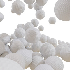 Golf balls isolated transparent background photo realistic 3d rendering with alpha channel

