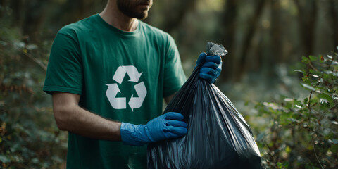 A person collecting trash to help environment