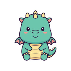 Obraz premium Adorable Cartoon Dragon Illustration