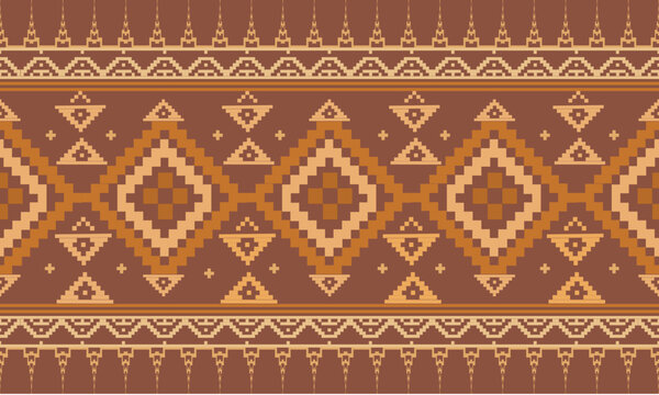 Ethnic Geometric Seamless Pattern in Warm Brown Tones