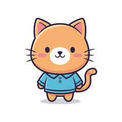 Adorable Cartoon Cat in Pajamas Illustration