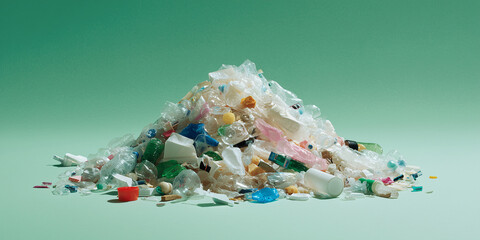 A large pile of assorted plastic waste, highlighting the problem of environmental pollution. This image shows the impact of human consumption