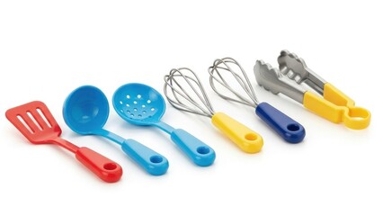 Colorful Kitchen Utensils Set for Kids: Spatula, Ladle, Whisk, Tongs