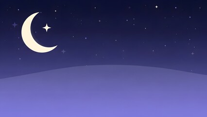 Fototapeta premium Night sky with crescent moon and stars shining bright