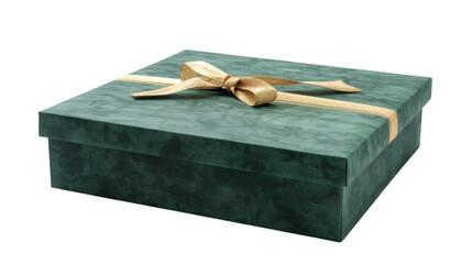 Green gift box isolated on white background