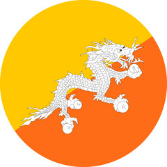 Bhutan flag illustrator national of round