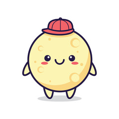 Obraz premium Moon Character Illustration with Red Cap