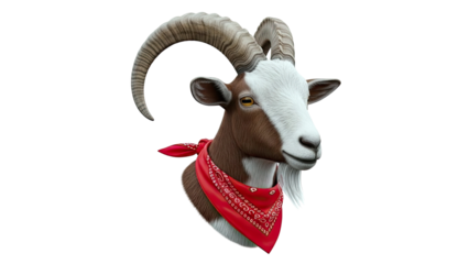Goat Head with Red Bandana