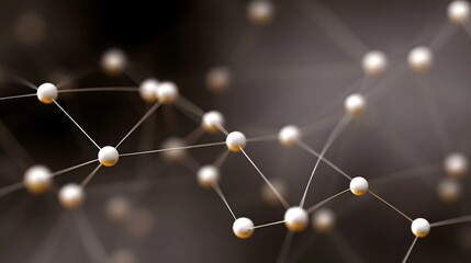 Abstract network of luminous interconnected nodes and thin lines representing a complex digital data structure scientific concept or information