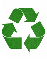 Obraz premium Textured green recycle symbol on white