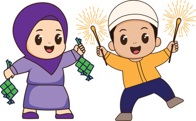 boy and girl celebration ied mubarak