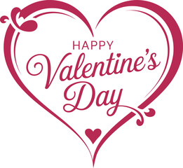 A beautiful happy valentine's day greeting with an elegant decorative pink heart design on white