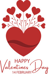 A beautiful vector illustration for happy valentine's day with a bouquet of red hearts