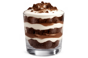 Layered chocolate mousse dessert glass, sweet treat