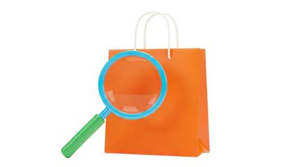 Magnifying Glass Over Orange Shopping Bag