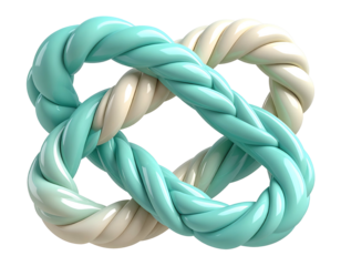 Intertwined, glossy, 3D rendered infinity symbol made of rope