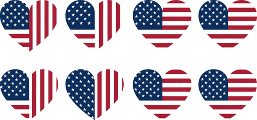 Patriotic american flag heart shapes celebrating national pride and unity