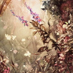 Botanical pattern . Art Nouveau pattern for wallpapers, covers, wall decorations. Oil paint