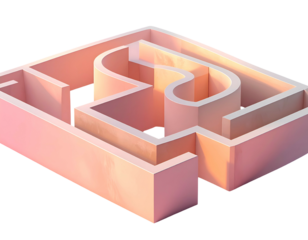 Three-dimensional rendered maze with soft lighting, isolated against black