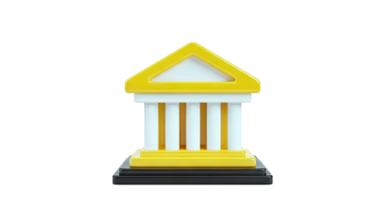 Stylized 3D Bank Building Icon
