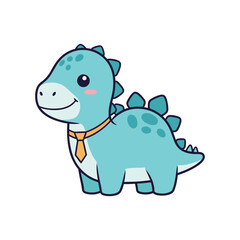 Cute Cartoon Dinosaur Illustration with Tie © Shofikul Stock