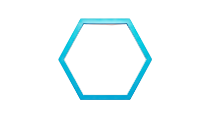 Blue Hexagonal Frame on White Background