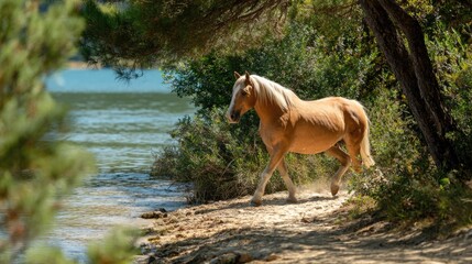 Horse Walking on Beach