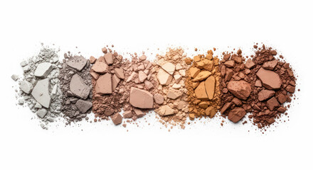 Fototapeta premium Crushed cosmetic eye shadows in a gradient of colors arranged artistically, showcasing vibrant textures and hues for beauty and makeup inspiration