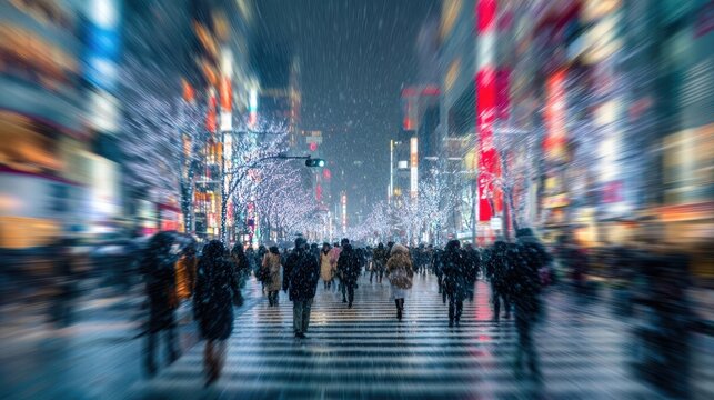 雪の降る街の風景