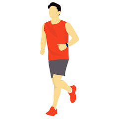 People Exercising Running Illustration