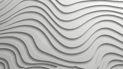 Dynamic white abstract background with a rhythmic pattern of smooth, flowing waves and subtle depth, evoking a clean, modern, and artistic architectural feel
