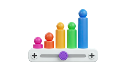 Colorful 3D Bar Chart with People Icons