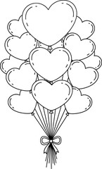 A delightful bunch of heart-shaped balloons tied with a ribbon for love and celebrations