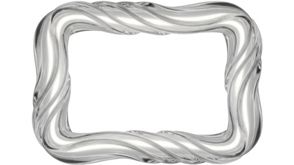 Shiny Silver Twisted Rectangular Frame, Abstract Border Design