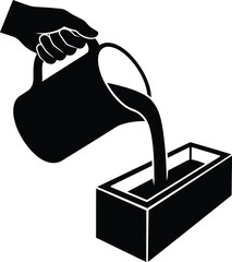 Hand pouring liquid into container