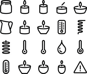 Various candles and temperature icons

