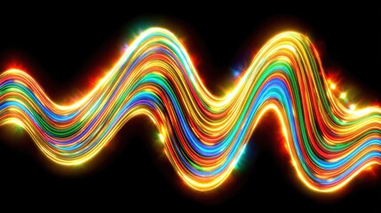 Colorful Light Trails on Black Background.