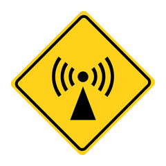 High frequency electromagnetic field warning sign. Flat vector illustration design