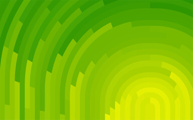 Radiant green and yellow concentric arcs background. Mosaic circular pattern for graphic design.	