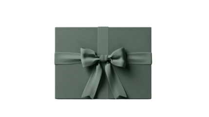 Green gift box with a ribbon minimalist design isolated on a white background