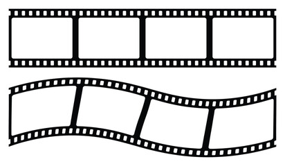 Fototapeta premium Seamless blank film strip texture. Film strip icon in flat. Camera roll film negative reel. Curved film strip.