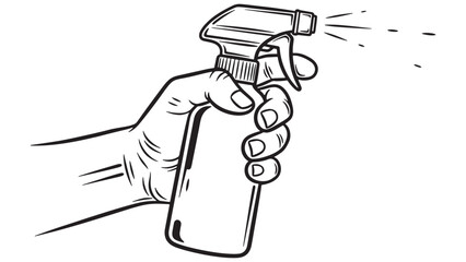 Hand holding a disinfectant spray bottle for professional surface sanitation maintenance and corporate hygiene safety protocol business marketing resources.