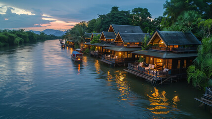 Obraz premium Resort in the river at Kanchanaburi, Thailand 