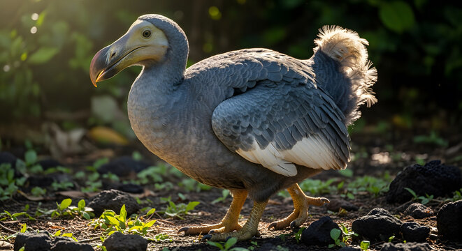 Dodo Bird in Natural Forest Habitat &ndash; Extinct Wildlife Concept