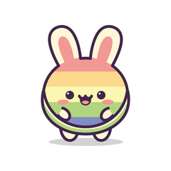 Rainbow Bunny Character Design Illustration