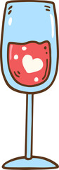 Red Wine Glass Valentine's Day Doodle Hand Drawn