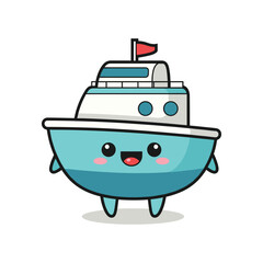Cute Cartoon Boat Character Illustration
