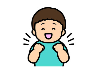 Obraz premium 喜ぶ（ガッツポーズ）アジア人の男の子