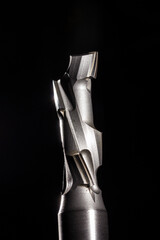 milling cutter with carbide knives. diamond coating. diamond woodworking milling cutter in close-up. carbide milling cutter. CNC tool.